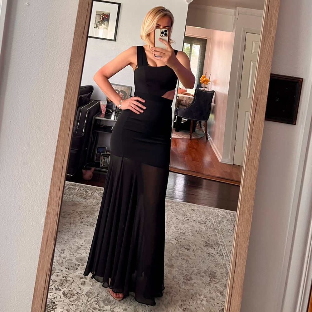 BCBGMaxAzria Black Asymmetrical Mermaid Cocktail Dress